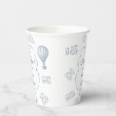 Toile De Jouy Blue Bow Birthday Party Pappbecher (Links)