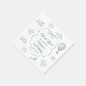 Toile De Jouy Blue Bow Birthday Party Serviette (Ecke)