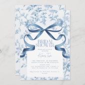 Toile De Jouy Blue Bow Bridal Dusche Einladung (Vorne/Hinten)