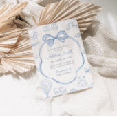 Toile de Jouy Blue Bow Chinoiserie Boy Baby Dusche Einladung