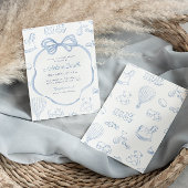 Toile de Jouy Blue Bow Chinoiserie Boy Baby Dusche Einladung