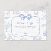 Toile de Jouy Blue Bow Chinoiserie Diaper Raffle Begleitkarte (Vorderseite)