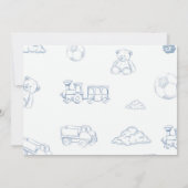 Toile De Jouy Blue Bow Kapselnotiz-Karte Einladung (Rückseite)