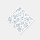 Toile de Jouy Blue Bow Paper Plate Serviette (Ecke)
