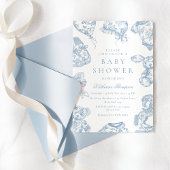Toile de Jouy Blue Boy Baby Dusche Einladung