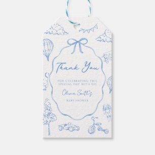 Toile De Jouy Blue Boy Baby Dusche Vielen Dank Geschenkanhänger