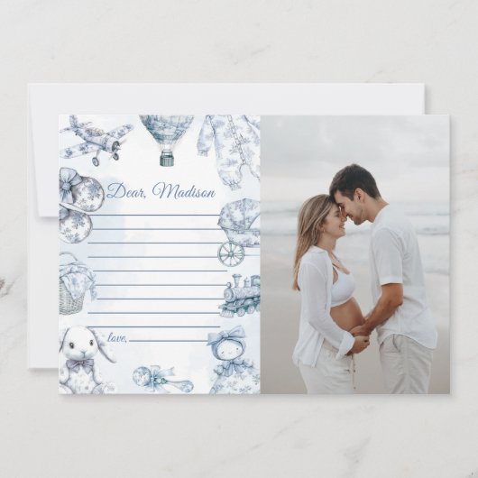 Toile De Jouy Blue Capsule Note Message Card Einladung (Vorderseite)