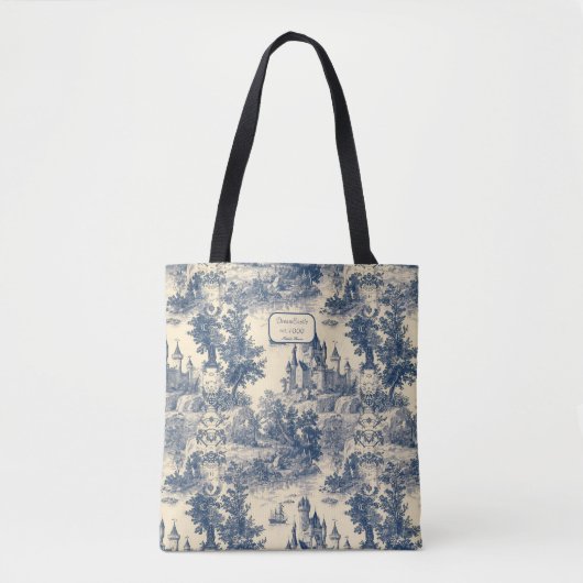 Toile de Jouy Blue Castle über das Elfenbeinalter Tasche (Vorderseite)