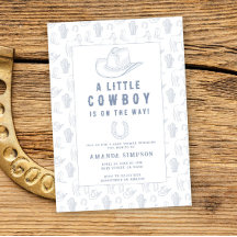 Toile de Jouy Blue Cowboy Western Babydusche