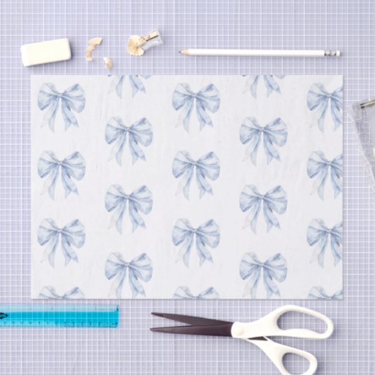 Toile de Jouy Blue Elegant Bow Seidenpapier (Handwerk)