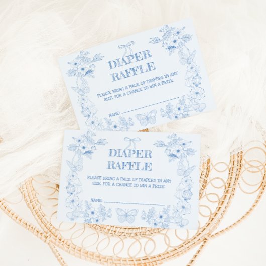 Toile De Jouy Blue Floral Boy Diaper Raffle Begleitkarte