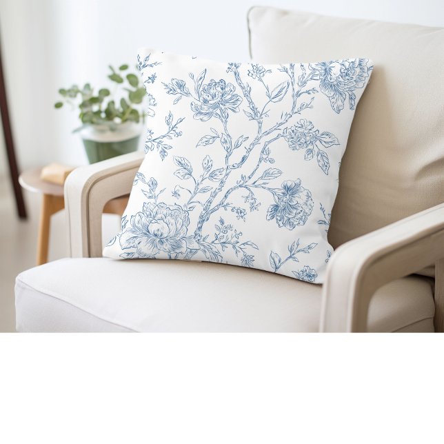 Toile de Jouy Blue Floral Kissen (Von Creator hochgeladen)