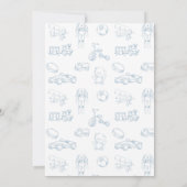 Toile De Jouy Blue Kinderzimmer Boy Baby Dusche Einladung (Rückseite)