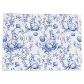 Toile De Jouy Blue Oaster Bunny Große Geschenktüte (Rückseite)