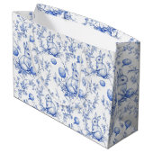 Toile De Jouy Blue Oaster Bunny Große Geschenktüte (Rückseite Schrägansicht)