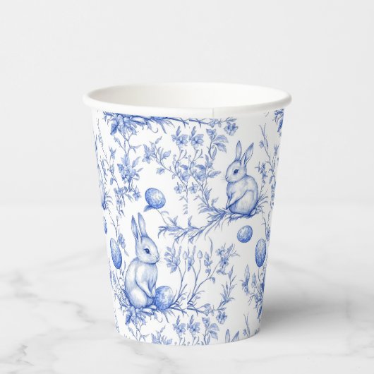 Toile De Jouy Blue Oaster Bunny Pappbecher (Rechts)