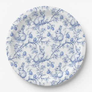 Toile De Jouy Blue Oaster Bunny Pappteller