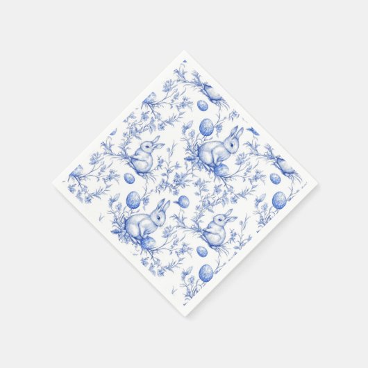 Toile De Jouy Blue Oaster Bunny Serviette (Ecke)