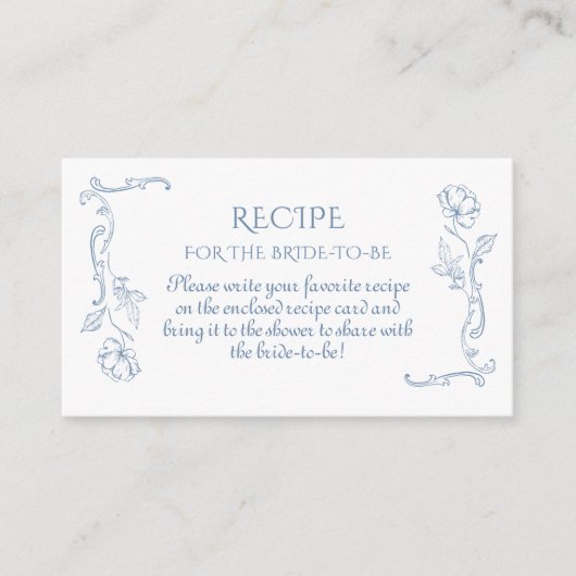 Toile de Jouy Blue Rezept für die Braut Begleitkarte (Vorderseite)