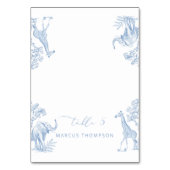 Toile de Jouy Blue Safari Platzkarten Tischnummer (Vorderseite)