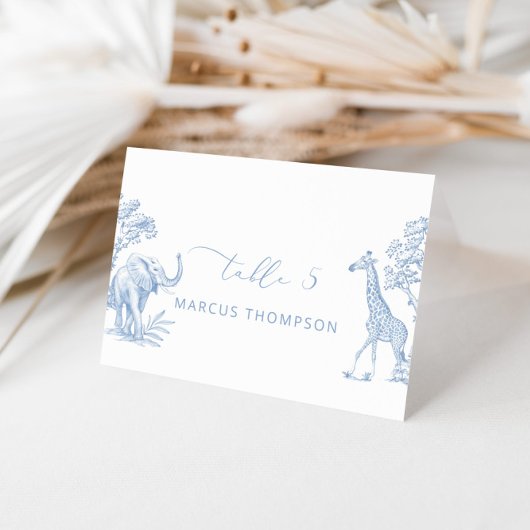 Toile de Jouy Blue Safari Platzkarten Tischnummer