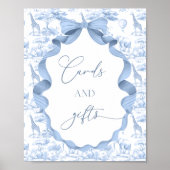 Toile de Jouy Blue Safari Tierkarten und Geschenke Poster (Vorne)