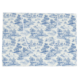 Toile de Jouy Blue Vintag Style Elegantes Französi Große Geschenktüte