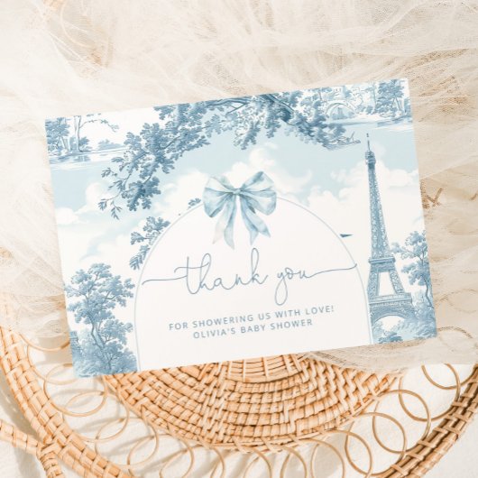 Toile de Jouy Bonjour Bebe Baby Dusche Dankeskarte