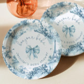 Toile de Jouy Bonjour Bebe Bow Baby Dusche Pappteller