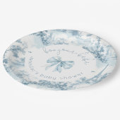 Toile de Jouy Bonjour Bebe Bow Baby Dusche Pappteller (Schrägansicht)