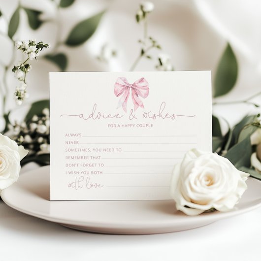 Toile de Jouy Bow advice and wishes bridal card