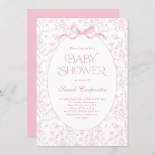 Toile De Jouy Bow Baby Shower Einladung