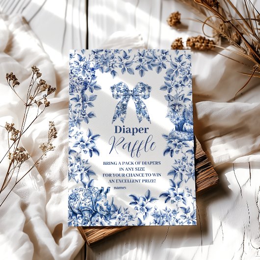 Toile De Jouy Bow Babydusche Diapper Raffle Begleitkarte