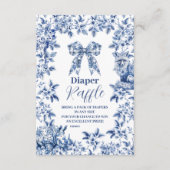 Toile De Jouy Bow Babydusche Diapper Raffle Begleitkarte (Vorderseite)