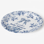 Toile De Jouy Bow Babydusche Pappteller (Schrägansicht)