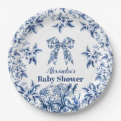 Toile De Jouy Bow Babydusche Pappteller (Vorderseite)