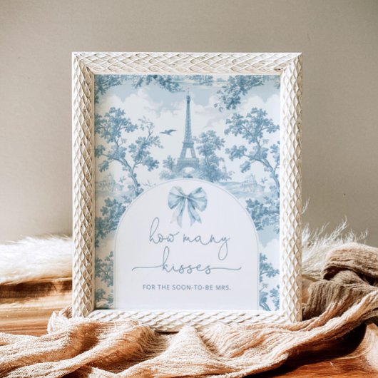 Toile de jouy Bow wie viele Küsse Brautparty Poster