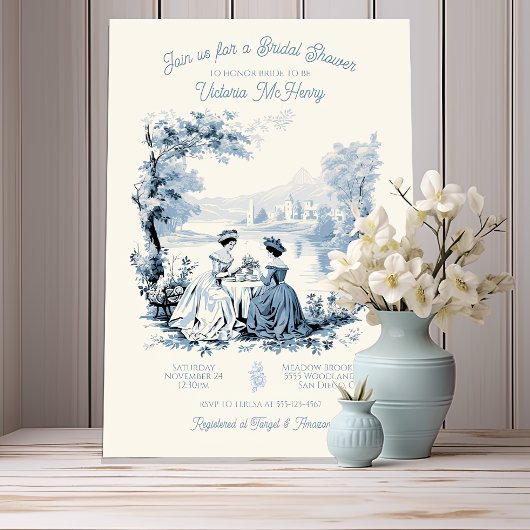 Toile de jouy Brautparty Einladung