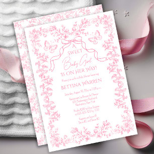 Toile de Jouy Chinoiserie Schmetterlinge Baby Show Einladung