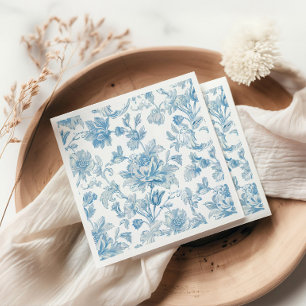 Toile-de-jouy Chinoiserien Blaues Blumenmuster Serviette