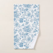 Toile-de-jouy Chinoiseries Blue Floral Pattern Badhandtuch Set (Handtuch)