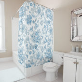 Toile-de-jouy Chinoiseries Blue Floral Pattern Duschvorhang (Beispiel)