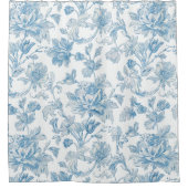 Toile-de-jouy Chinoiseries Blue Floral Pattern Duschvorhang (Vorderseite)