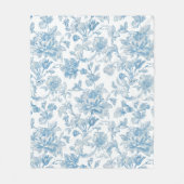 Toile-de-jouy Chinoiseries Blue Floral Pattern Fleecedecke (Vorderseite)