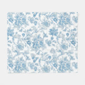 Toile-de-jouy Chinoiseries Blue Floral Pattern Fleecedecke (Vorderseite (Horizontal))