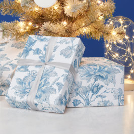 Toile-de-jouy Chinoiseries Blue Floral Pattern Geschenkpapier