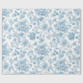 Toile-de-jouy Chinoiseries Blue Floral Pattern Geschenkpapier (Flach)