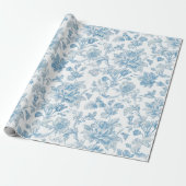 Toile-de-jouy Chinoiseries Blue Floral Pattern Geschenkpapier (Ungerollt)
