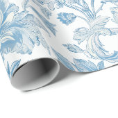 Toile-de-jouy Chinoiseries Blue Floral Pattern Geschenkpapier (Rolleneckpunkt)