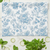 Toile-de-jouy Chinoiseries Blue Floral Pattern Geschirrtuch (Gefaltet)